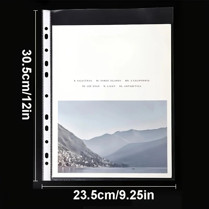 50/100Pcs Clear A4 Plastic File Folders - 11-Hole 3-Ring Binder Compatible, Durable PP Document Sleeves for Office, School, Home