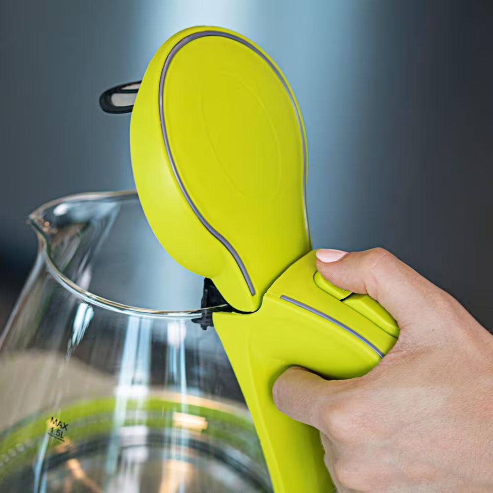 Illuminated 6.5-Cup Green Electric Kettle with Filter, Fast Heating and Auto-Shut Off