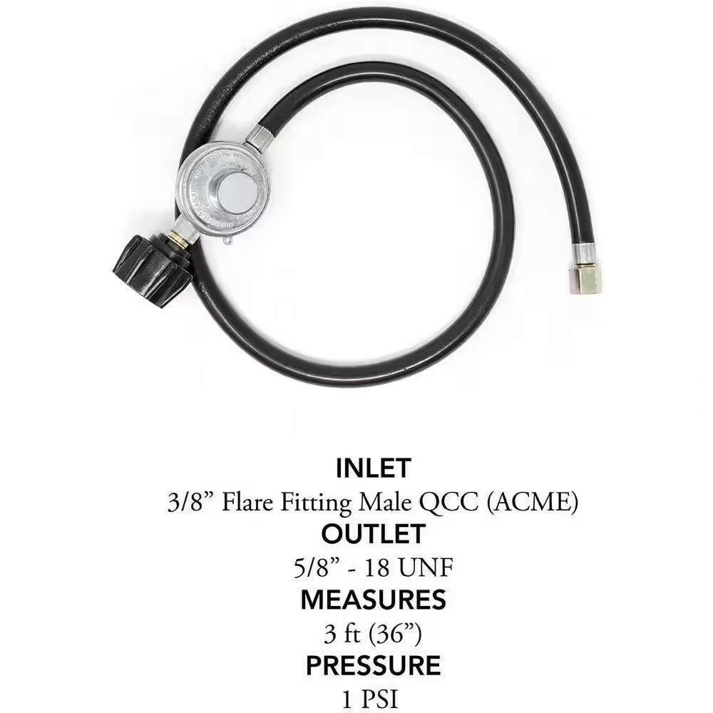 3 Ft. Gas One Propane Regulator and Hose