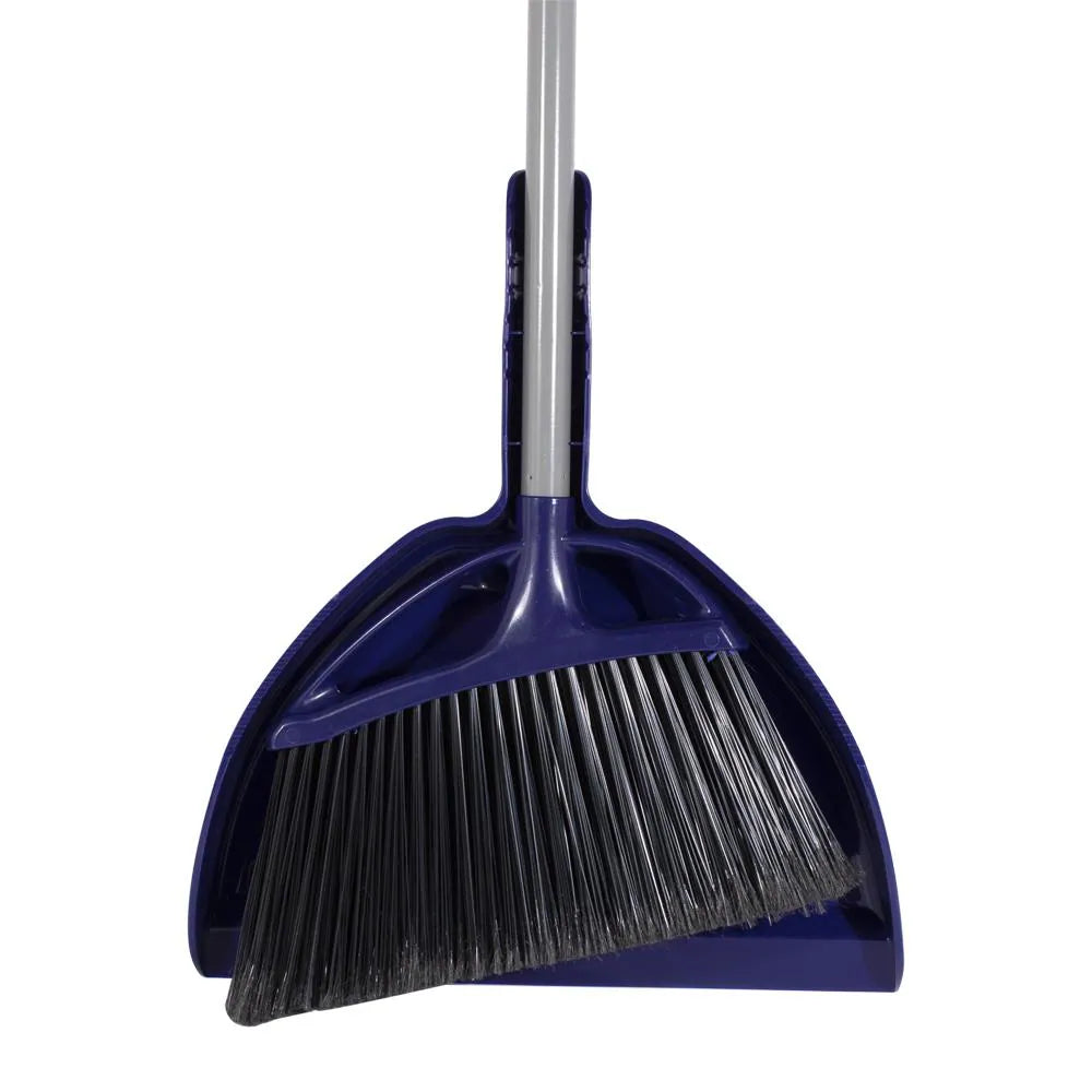 12-In Plastic Multi-Surface Angle with Dustpan Upright Broom