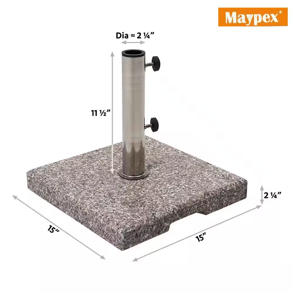 42 Lbs. Premium Heavy Duty Square Granite Patio Umbrella Base in Gray