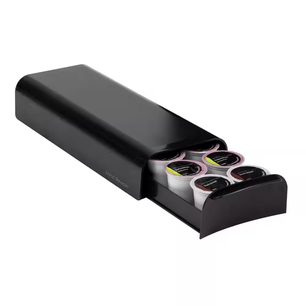 Single Serve Coffee Pod Organizer, 12-14 Coffee Pod Capacity, In. L X 12.75 In. W X 2.25 In. H, Black