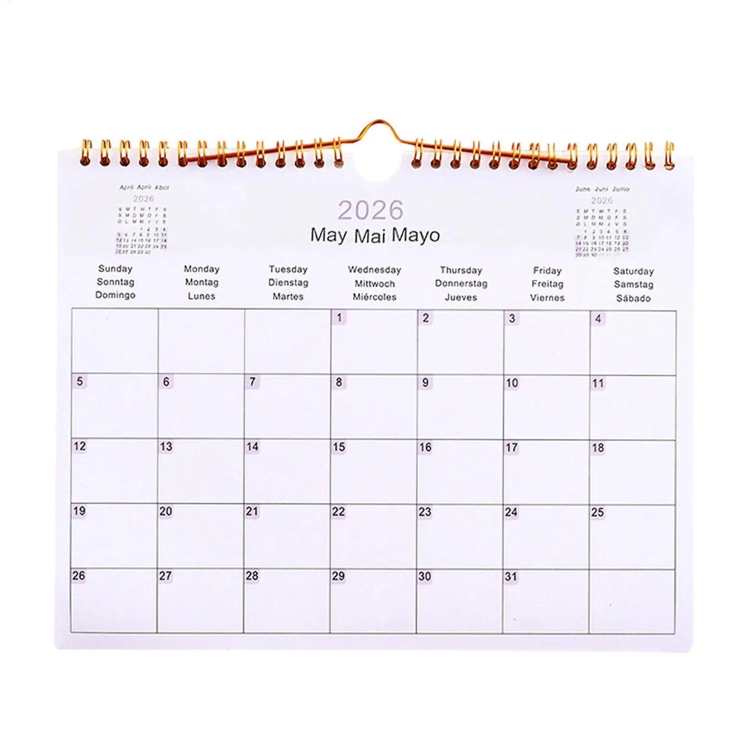 2026 Wall Calendar Multilingual 12-Month Coil Planner - Modern Decorative Calendar for Home, Classroom, Office & Living Room