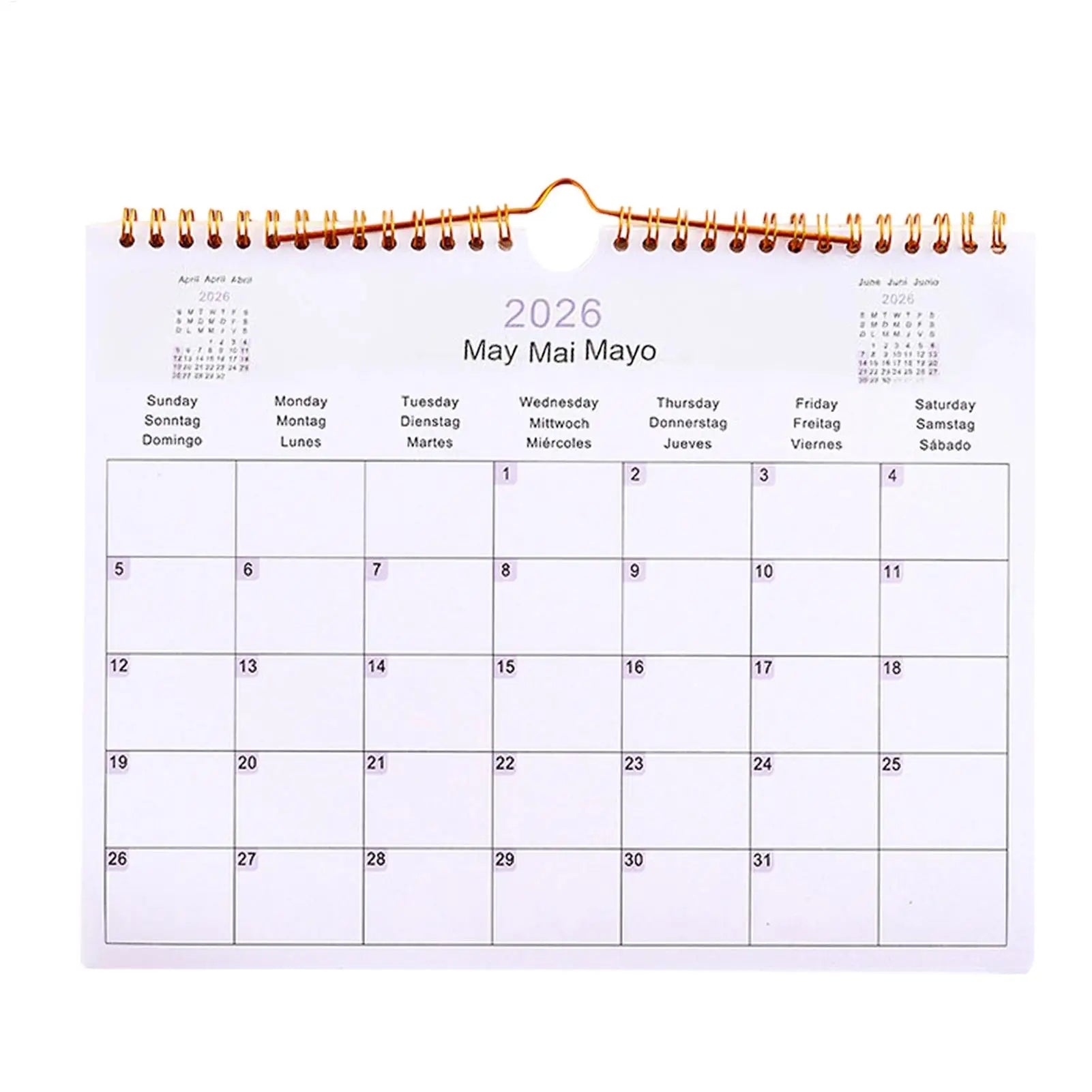 2026 Wall Calendar Multilingual 12-Month Coil Planner - Modern Decorative Calendar for Home, Classroom, Office & Living Room
