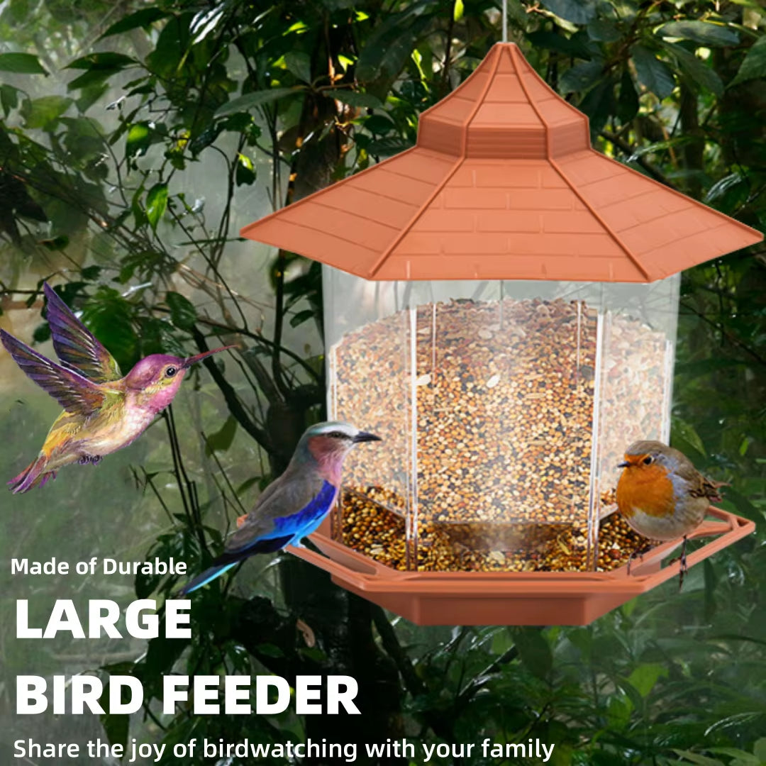 Automatic Bird Feeder Hanging Food Feeding Tool Gazebo Outdoor Birds Feeder Multiple Hole Nut Feeding House Bird Food Container