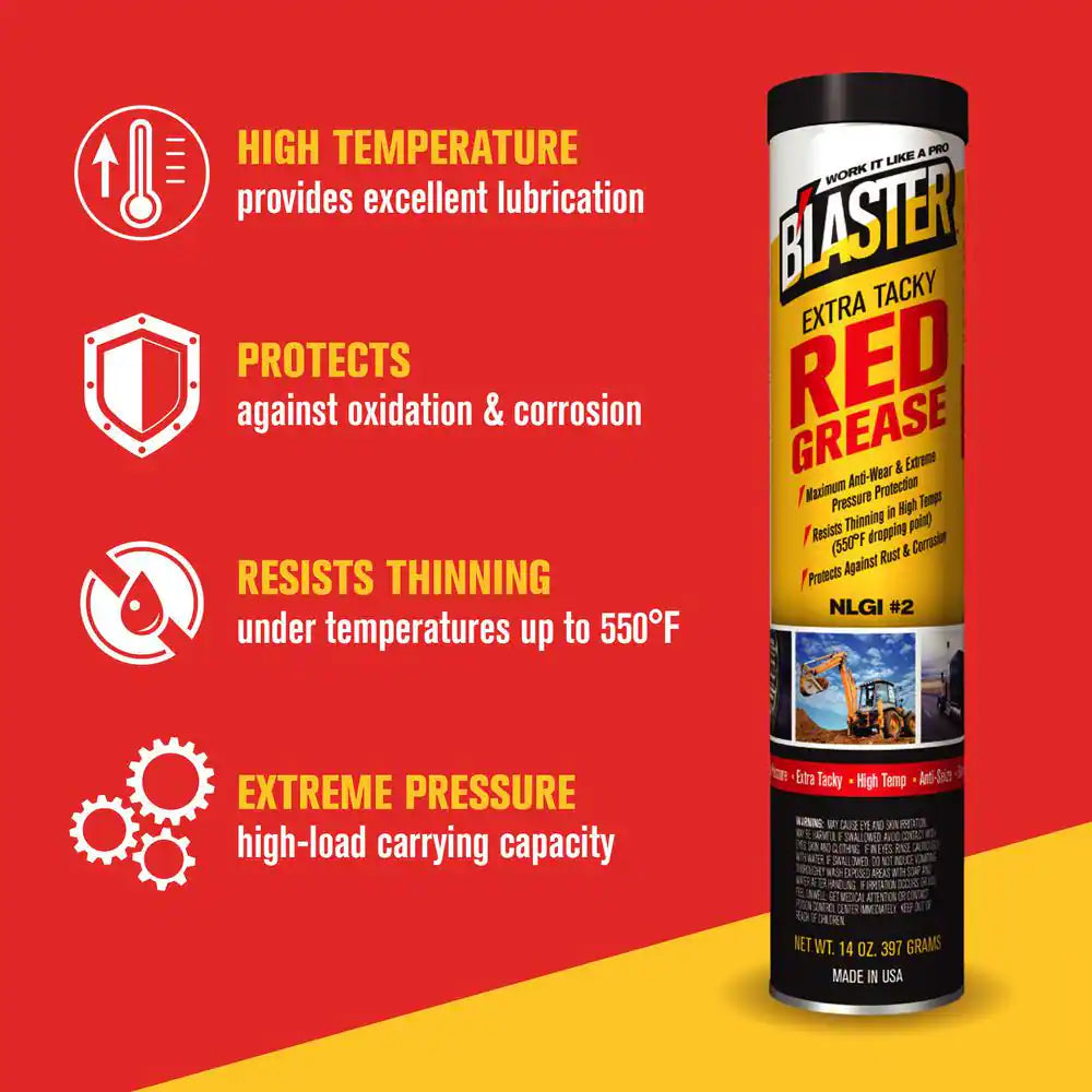 14 Oz. Extra Tacky Red Grease Cartridge for Grease Gun (Pack of 2)
