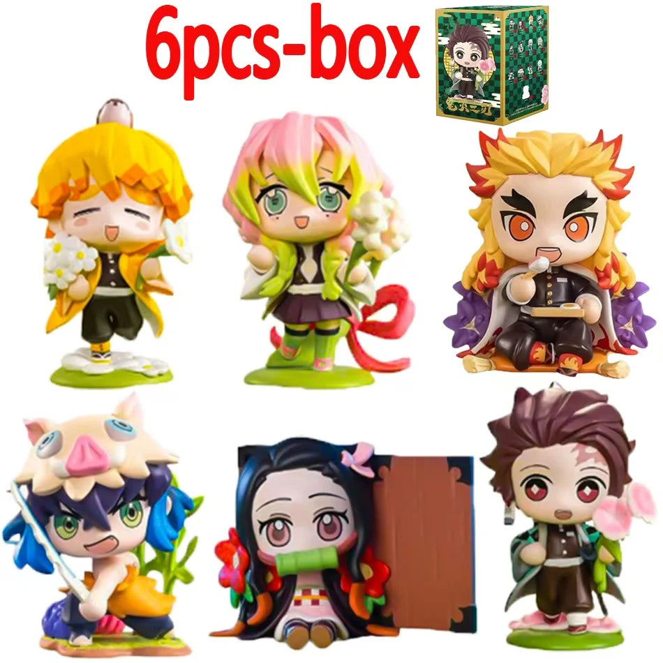 1-12Pcs Anime Demon Slayer Blind Box Tanjiro Kamado Nezuko Cartoon Figure PVC Model Ornament Child Christmas Halloween Gift