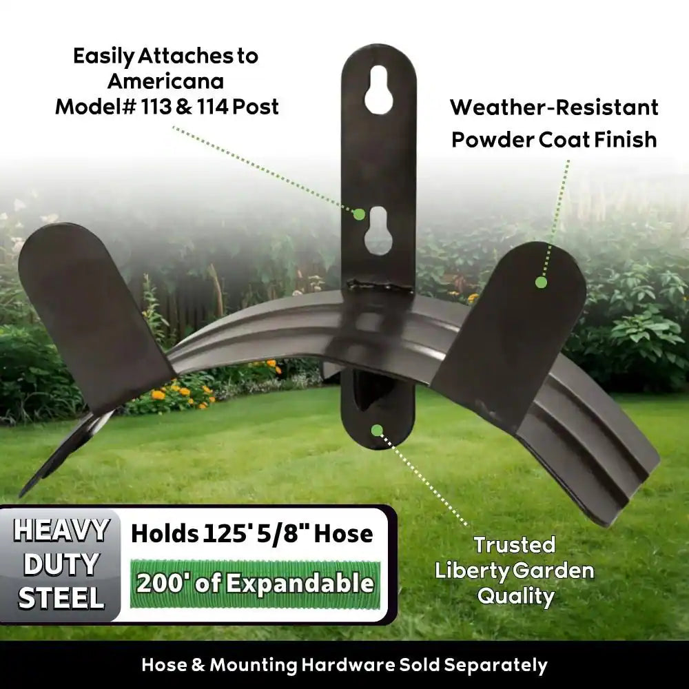 125 Ft. Americana Black Steel Heavy-Duty Wall Mounted Garden Hose Reel
