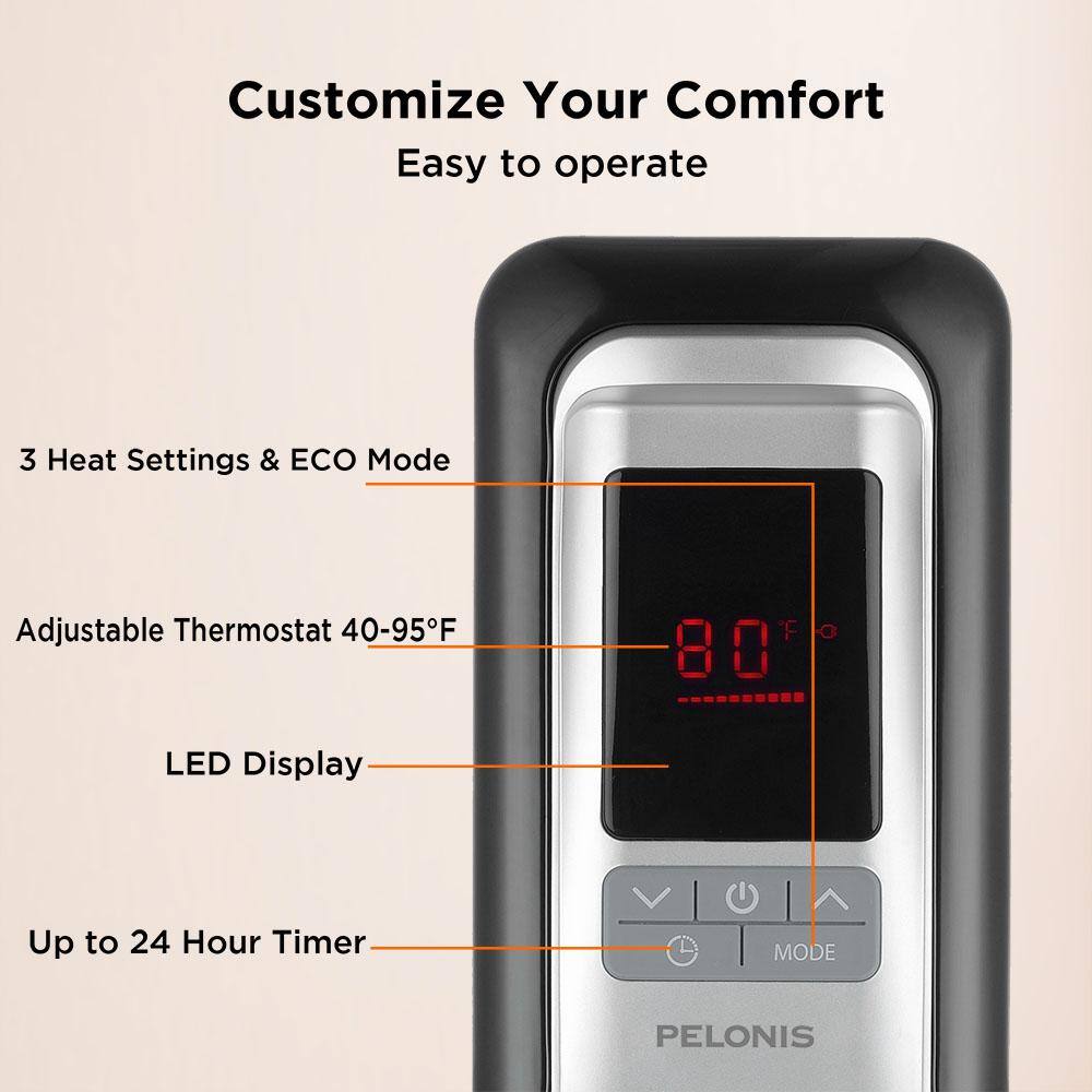 Pelonis 1,500-Watt Digital Electric Oil-Filled Radiant Portable Space Heater