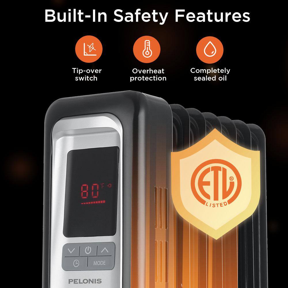 Pelonis 1,500-Watt Digital Electric Oil-Filled Radiant Portable Space Heater