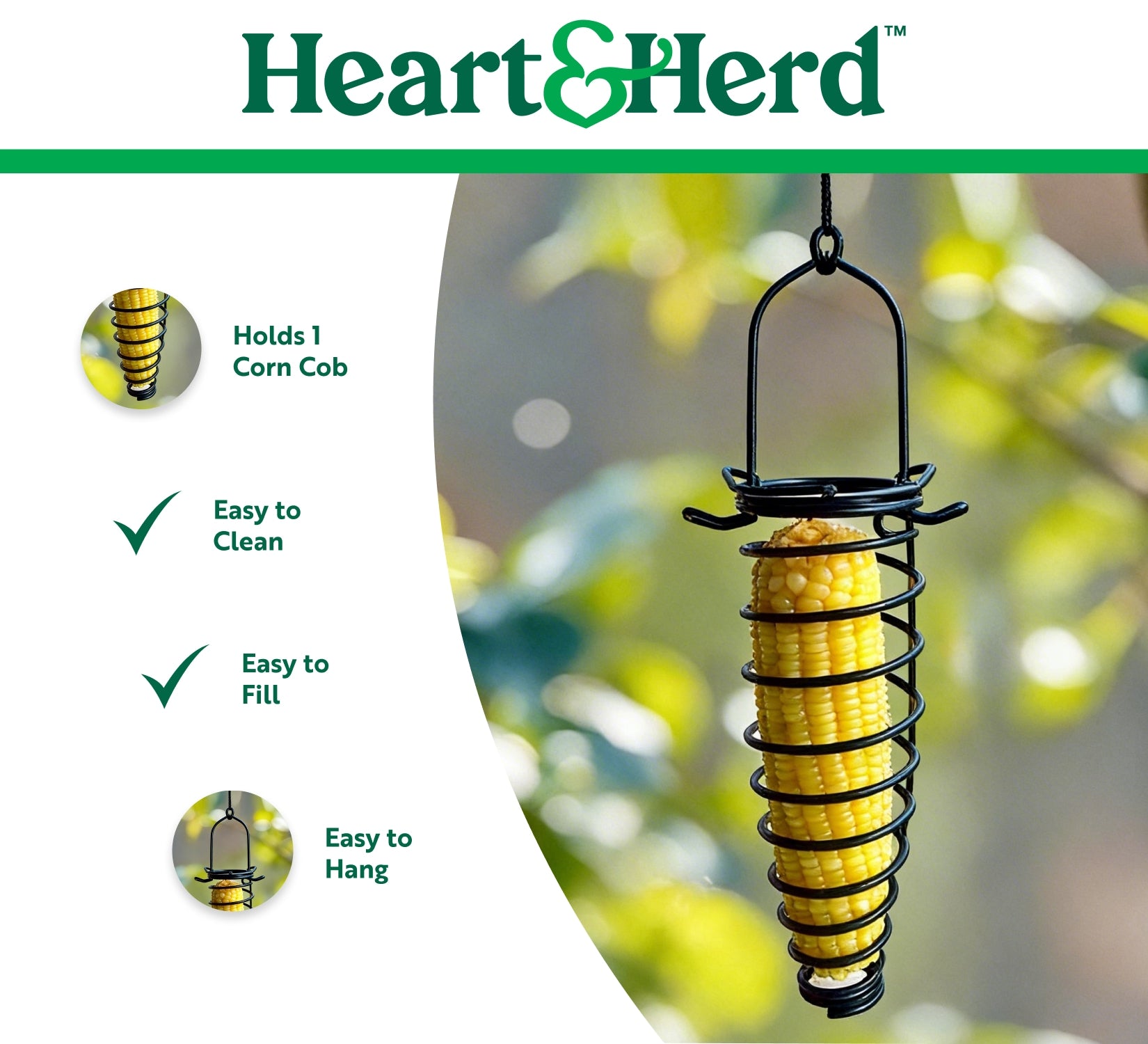 Green Metal Corn Cob Feeder Squirrel Feeder