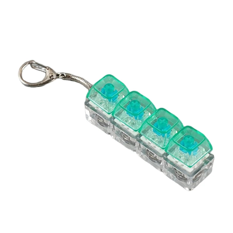 LED Keyboard Keychain Fidget Toys Crystal Clicker Sensory Toy for Stress Relief Keyboard Keychain Fidget Gadget for Adults Kids