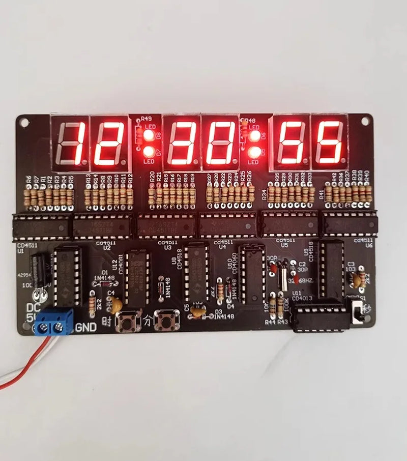 DC 4.5V-5.5V 6-Bit Digital Circuit Clock Kit, Electronic Clock Teaching and Practical Training, Welding and DIY Parts Production