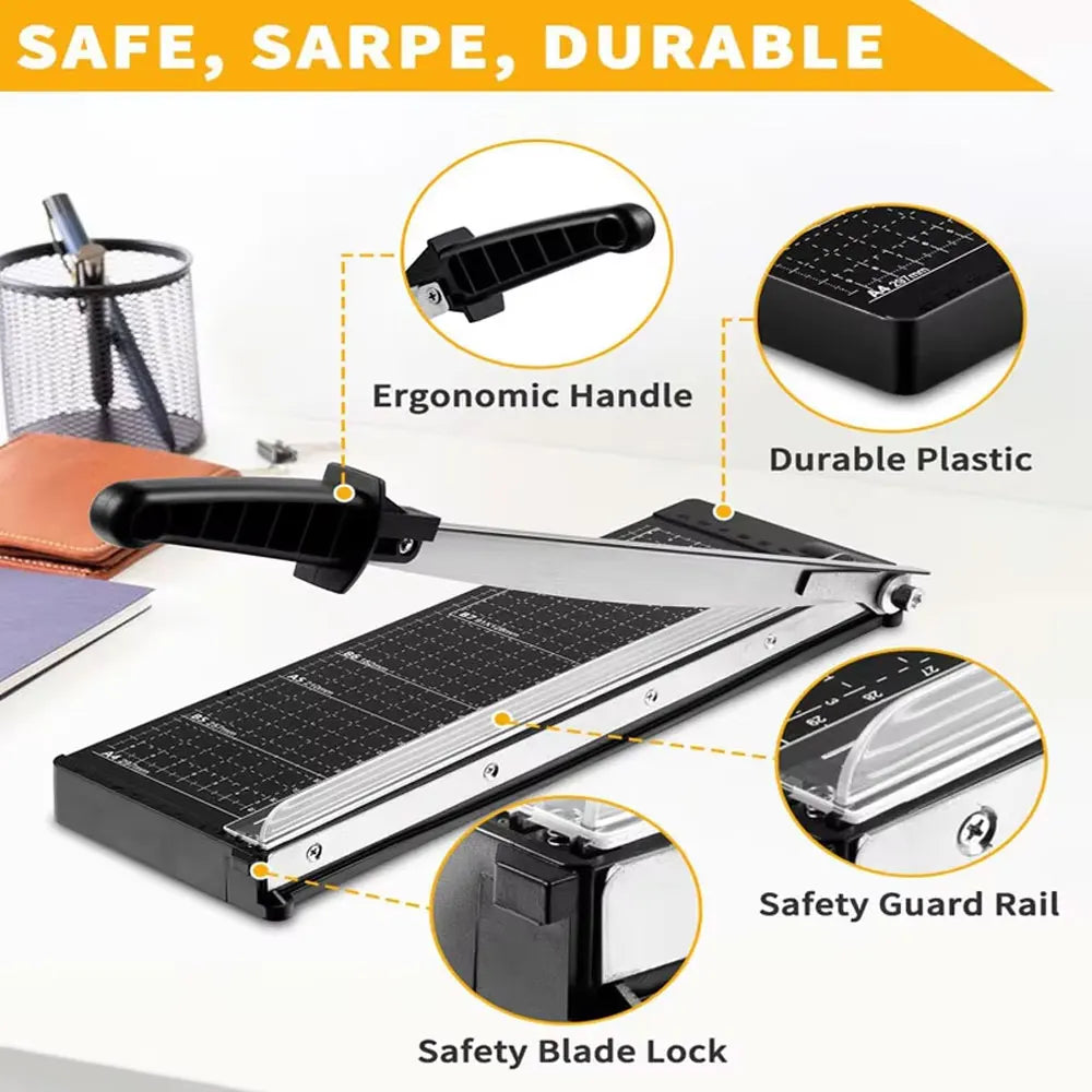 A4 Precision Paper Photo Trimmers Guillotine Cutter for Photo Labels Paper Cutting Tool with R4 Corner Rounder Cutting Board