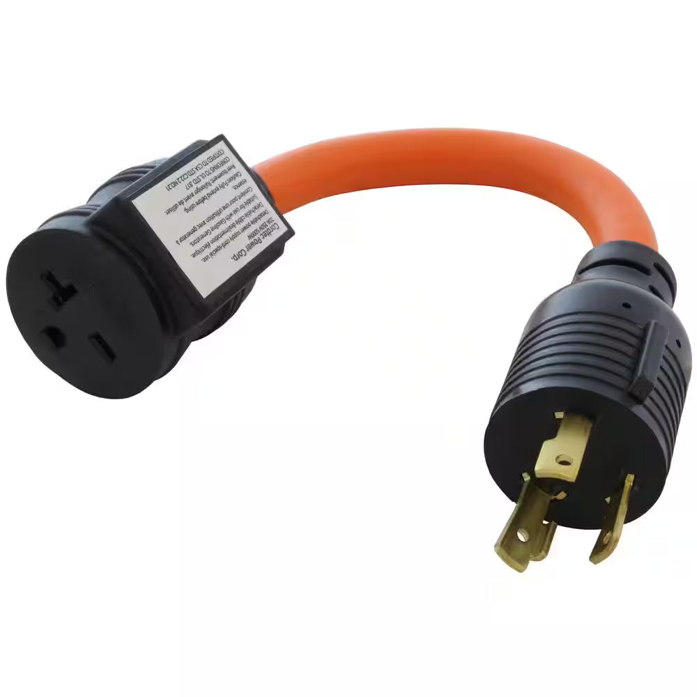 1.5 Ft. 30 Amp 3-Prong L6-30P Locking Plug to 6-15/20 Outlet with 20 Amp Breaker