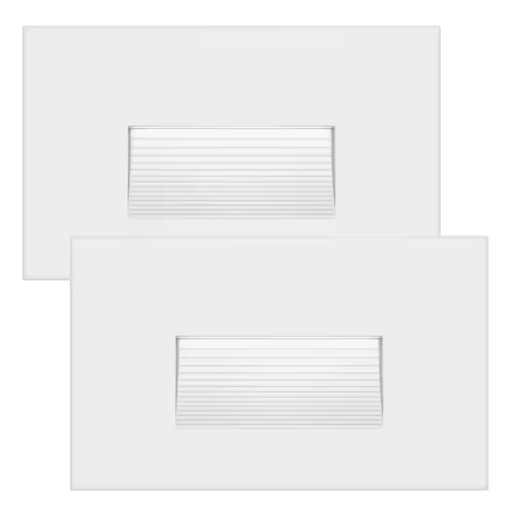 Horizontal Hardwired White Step Light, LED Stair Light, Indoor/Outdoor 3 CCT Color Selectable 3000K to 5000K (2-Pack)