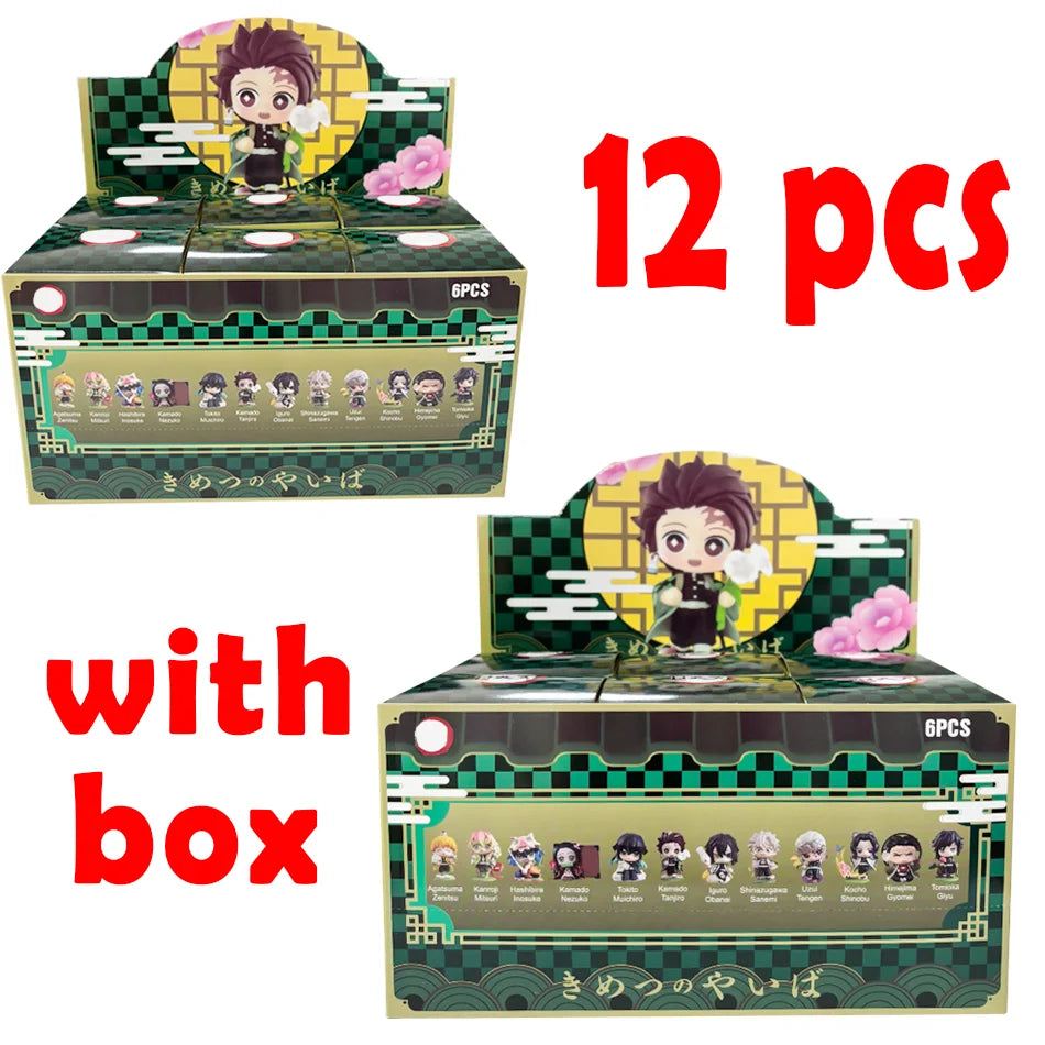 1-12Pcs Anime Demon Slayer Blind Box Tanjiro Kamado Nezuko Cartoon Figure PVC Model Ornament Child Christmas Halloween Gift