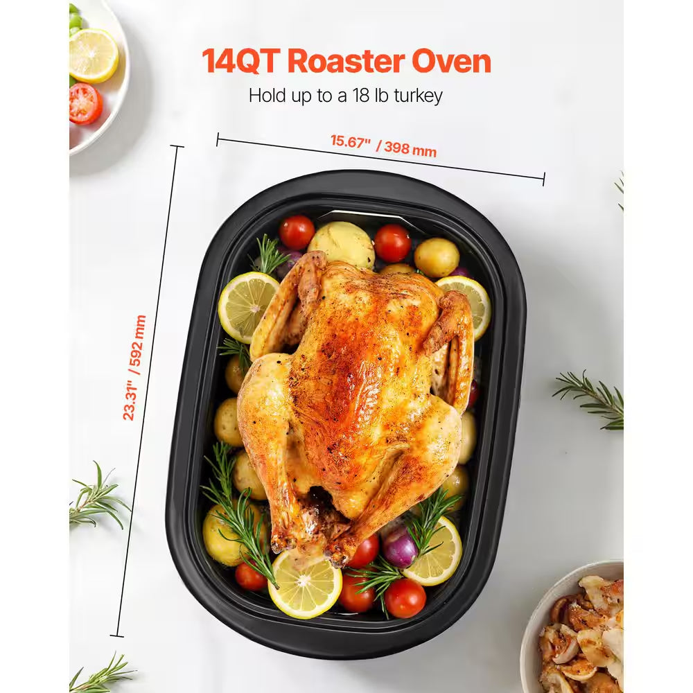 Roaster Oven, 14QT Sliver Slow Cooker, 150-450℉ Adjustable Temperature Electric Roasting Pan