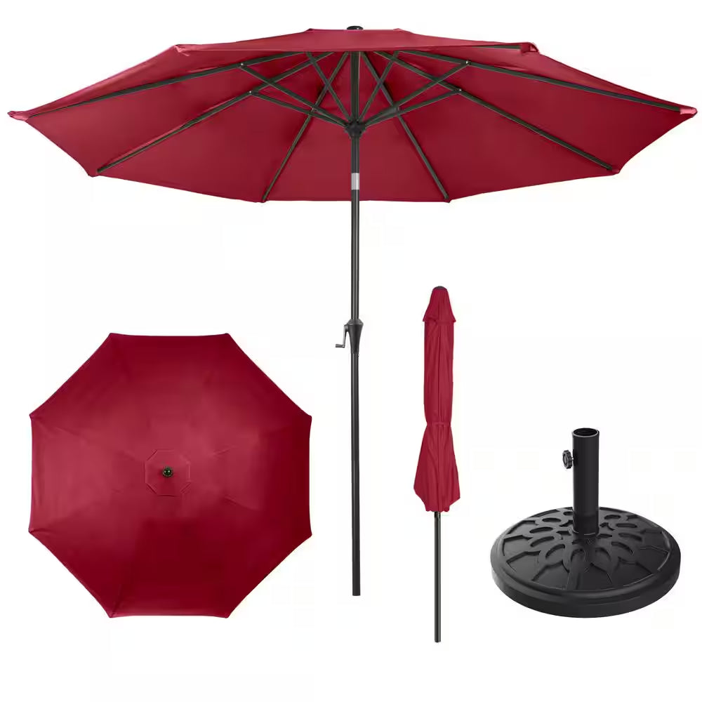 9 Ft. Outdoor Market Patio Umbrella with Base in Red