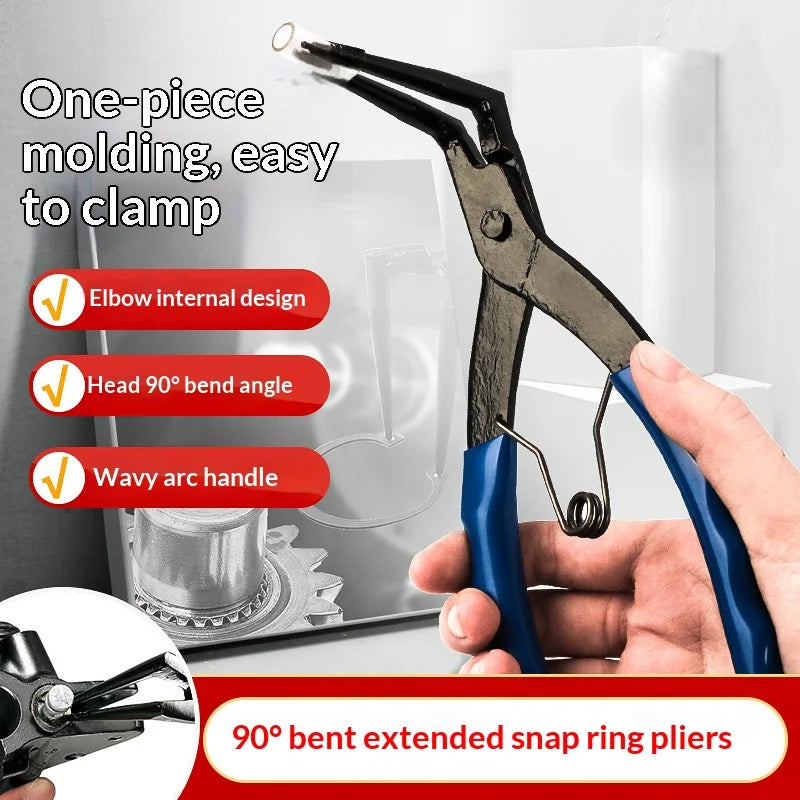 90 Degree Bent Long Nose Snap Ring Pliers Heavy Duty Internal Circlip Remover Auto Garage Repair Tools