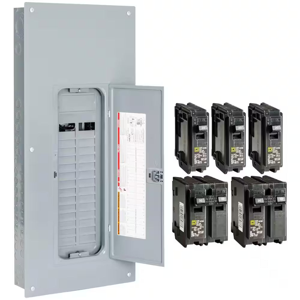 Homeline 225 Amp 30-Space 60-Circuit Indoor Main Lug Plug-On Neutral Load Center W/ Cover, Ground Bar(Hom3060L225Pgcvp)