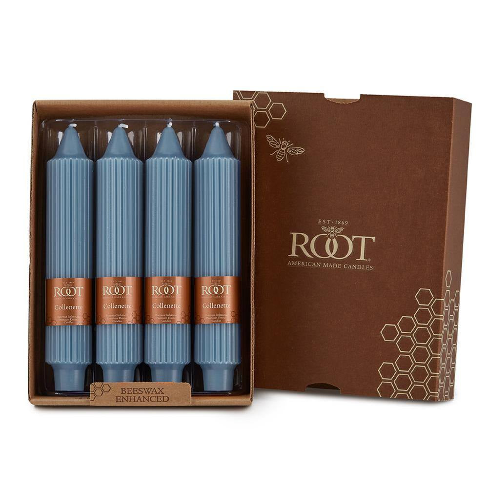 Grecian Collenette 7 In. Williamsburg Blue Unscented Taper Candle (Set of 4)