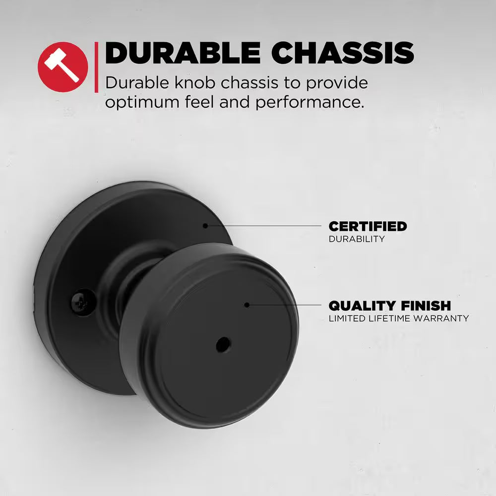 Maven Matte Black Privacy Bed/Bathdoor Knob 4-Pack