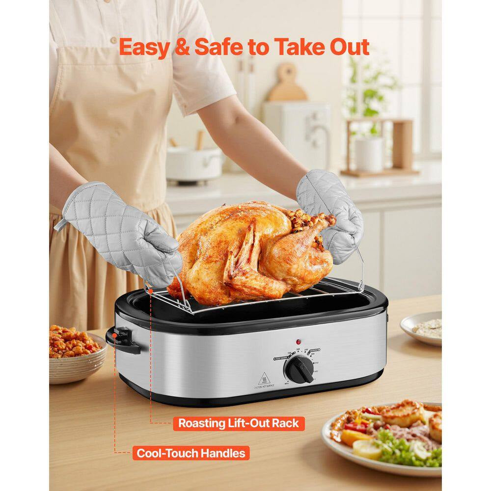 Roaster Oven, 14QT Sliver Slow Cooker, 150-450℉ Adjustable Temperature Electric Roasting Pan