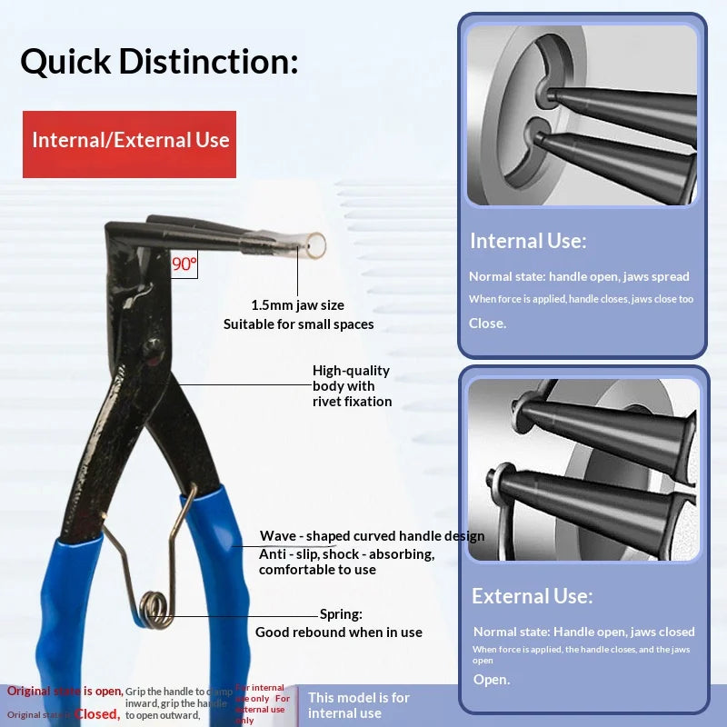 90 Degree Bent Long Nose Snap Ring Pliers Heavy Duty Internal Circlip Remover Auto Garage Repair Tools