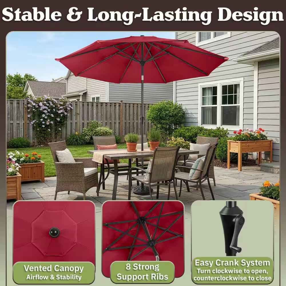 9 Ft. Outdoor Market Patio Umbrella with Base in Red