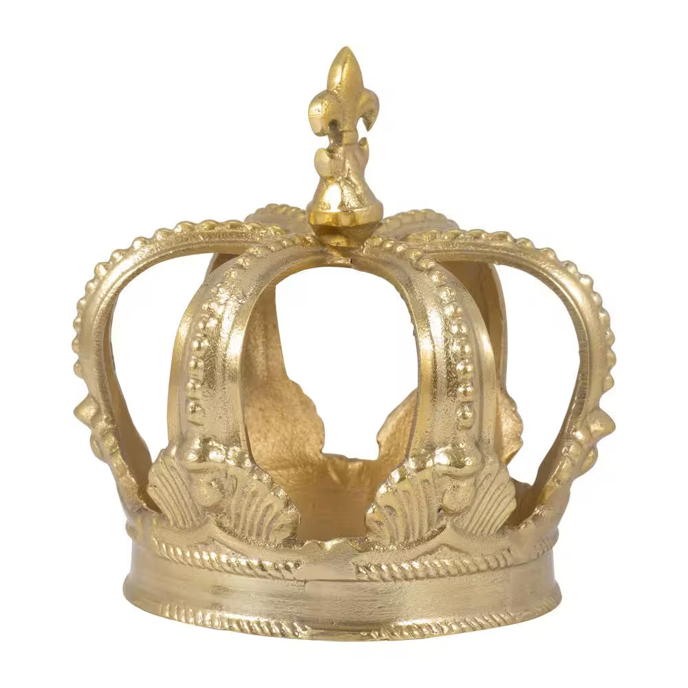 6.25 In. X 7 In. Gold Metal Decorative Embossed Crown Figurine