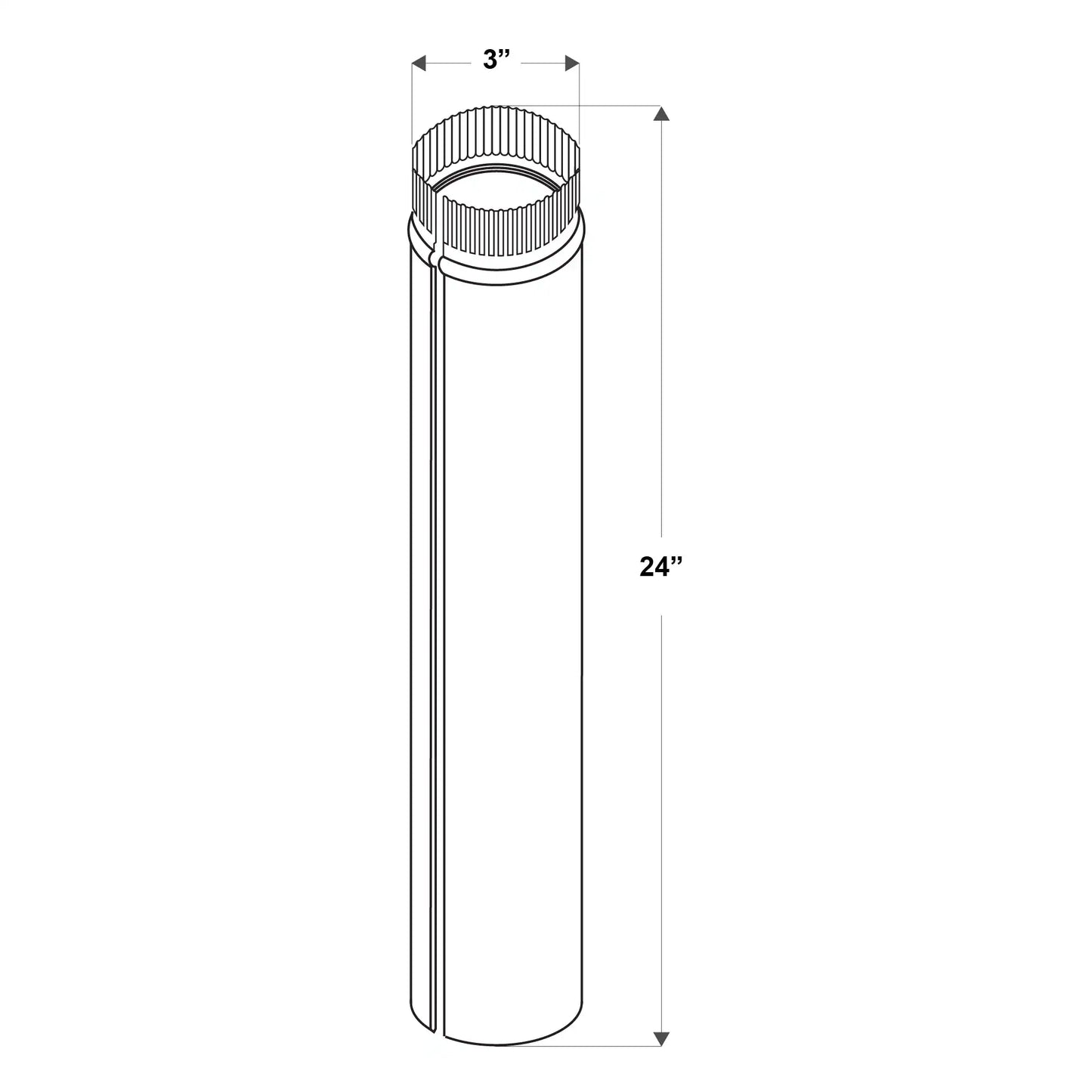 3-In X 24-In 30 Gauge Galvanized Steel round Duct Pipe