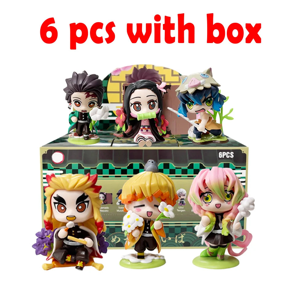 1-12Pcs Anime Demon Slayer Blind Box Tanjiro Kamado Nezuko Cartoon Figure PVC Model Ornament Child Christmas Halloween Gift