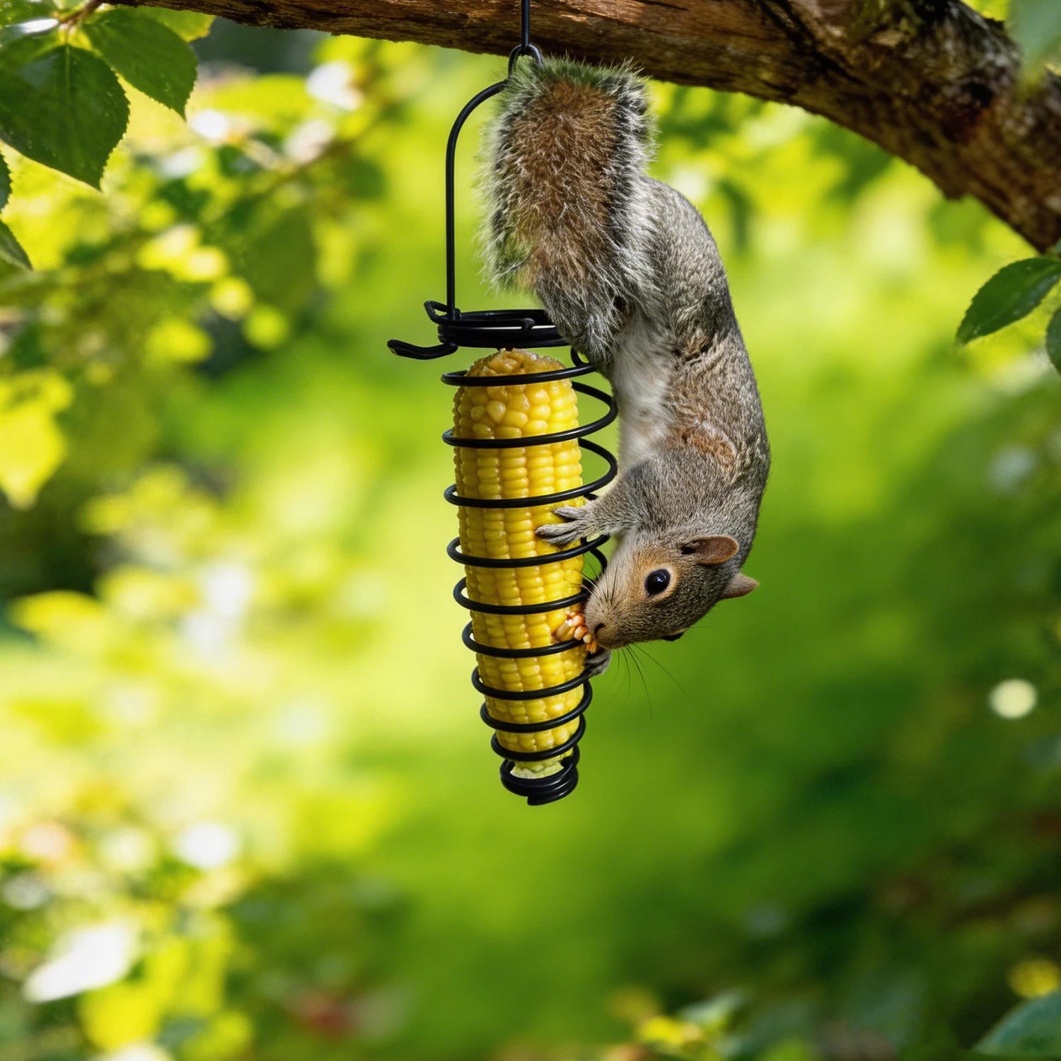 Green Metal Corn Cob Feeder Squirrel Feeder