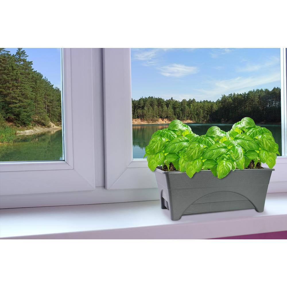 12 In. X 20 In. Slate Resin Indoor/Outdoor Start Pickin' Raised Bed Herb Grow Box, Self-Watering with Improved Aeration