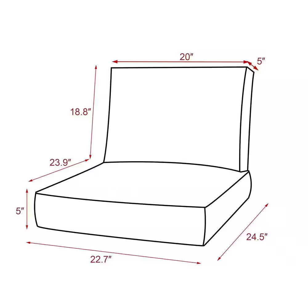 Outdoor Chair Cushions 2-Piece 19 X 20 + 23 X 24 In. Deep Seat and Backrest Cushion Set for Patio Furniture in Dark Gray