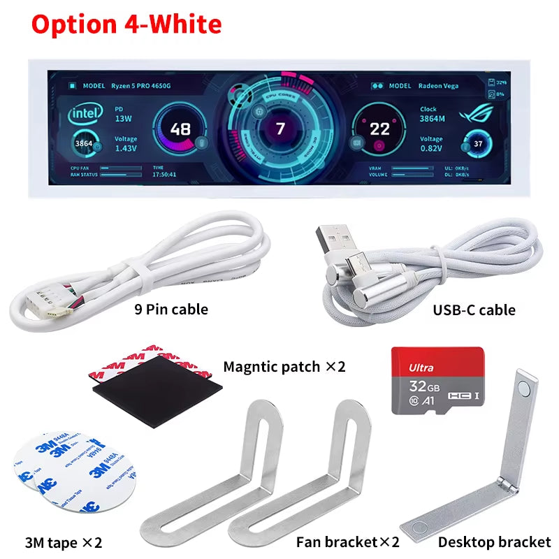 8.8 Inch IPS USB Secondary Screen Type-C PH Interface Turing Smart Screen CPU GPU RAM Computer Monitor Use TURZX Software