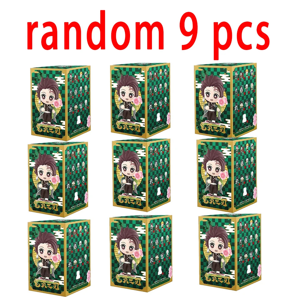 1-12Pcs Anime Demon Slayer Blind Box Tanjiro Kamado Nezuko Cartoon Figure PVC Model Ornament Child Christmas Halloween Gift