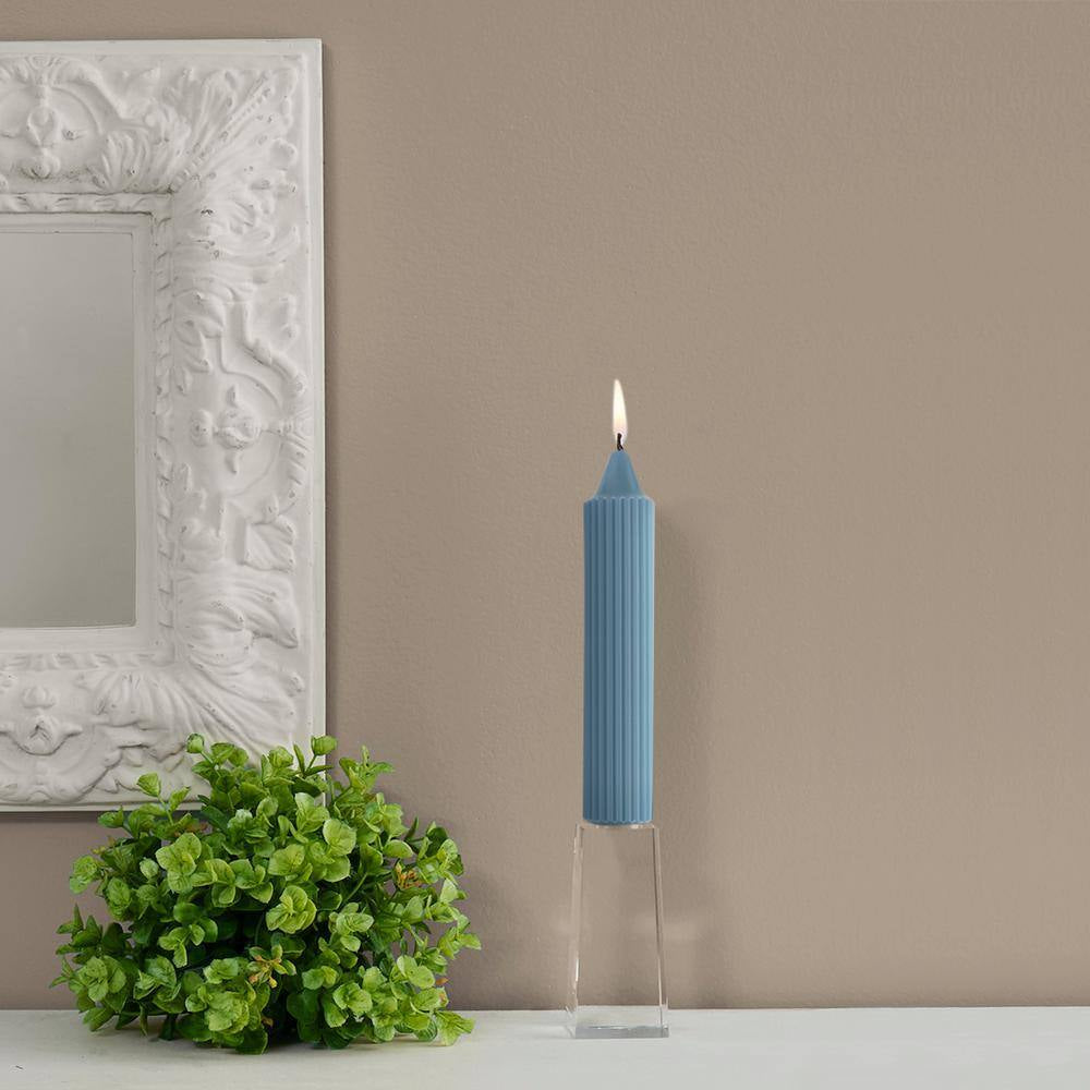 Grecian Collenette 7 In. Williamsburg Blue Unscented Taper Candle (Set of 4)