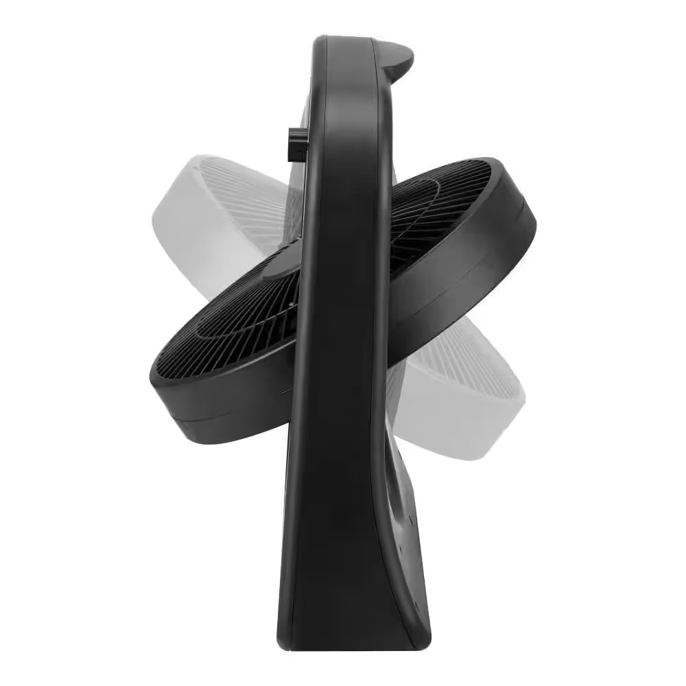 9 In. Multi-Speed Rechargable Box Fan in Black with Adjustable Head, Build-In Battery, and Usb-Type C Charging