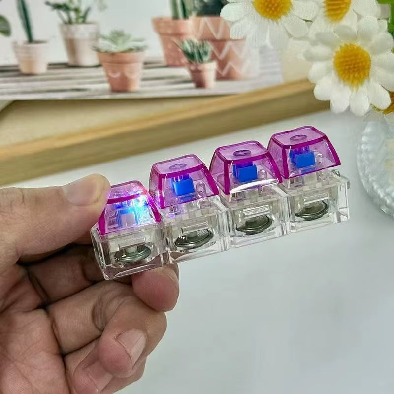 LED Keyboard Keychain Fidget Toys Crystal Clicker Sensory Toy for Stress Relief Keyboard Keychain Fidget Gadget for Adults Kids