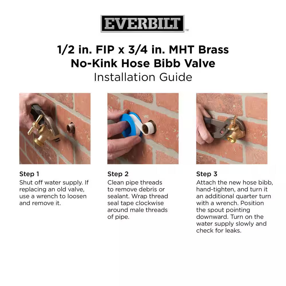 1/2 In. FIP X 3/4 In. MHT Brass No-Kink Hose Bibb Valve