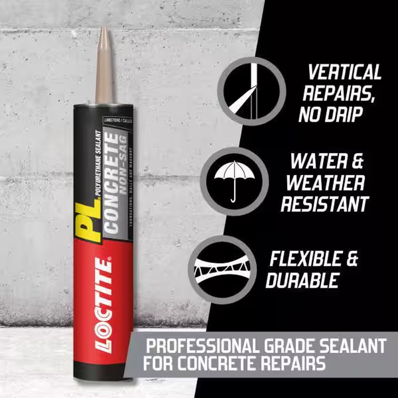 PL S10 10 Oz. Gray Concrete Crack and Masonry Polyurethane Sealant (2-Pack)