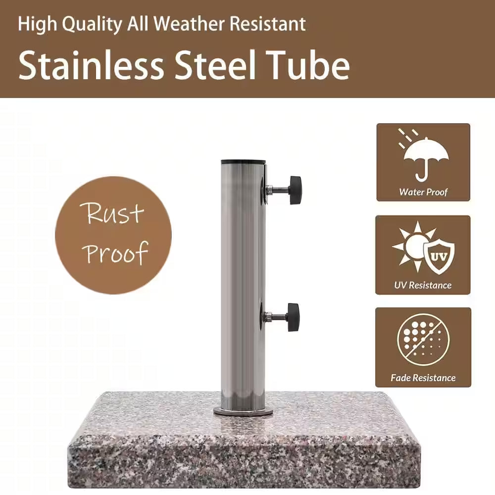 42 Lbs. Premium Heavy Duty Square Granite Patio Umbrella Base in Gray