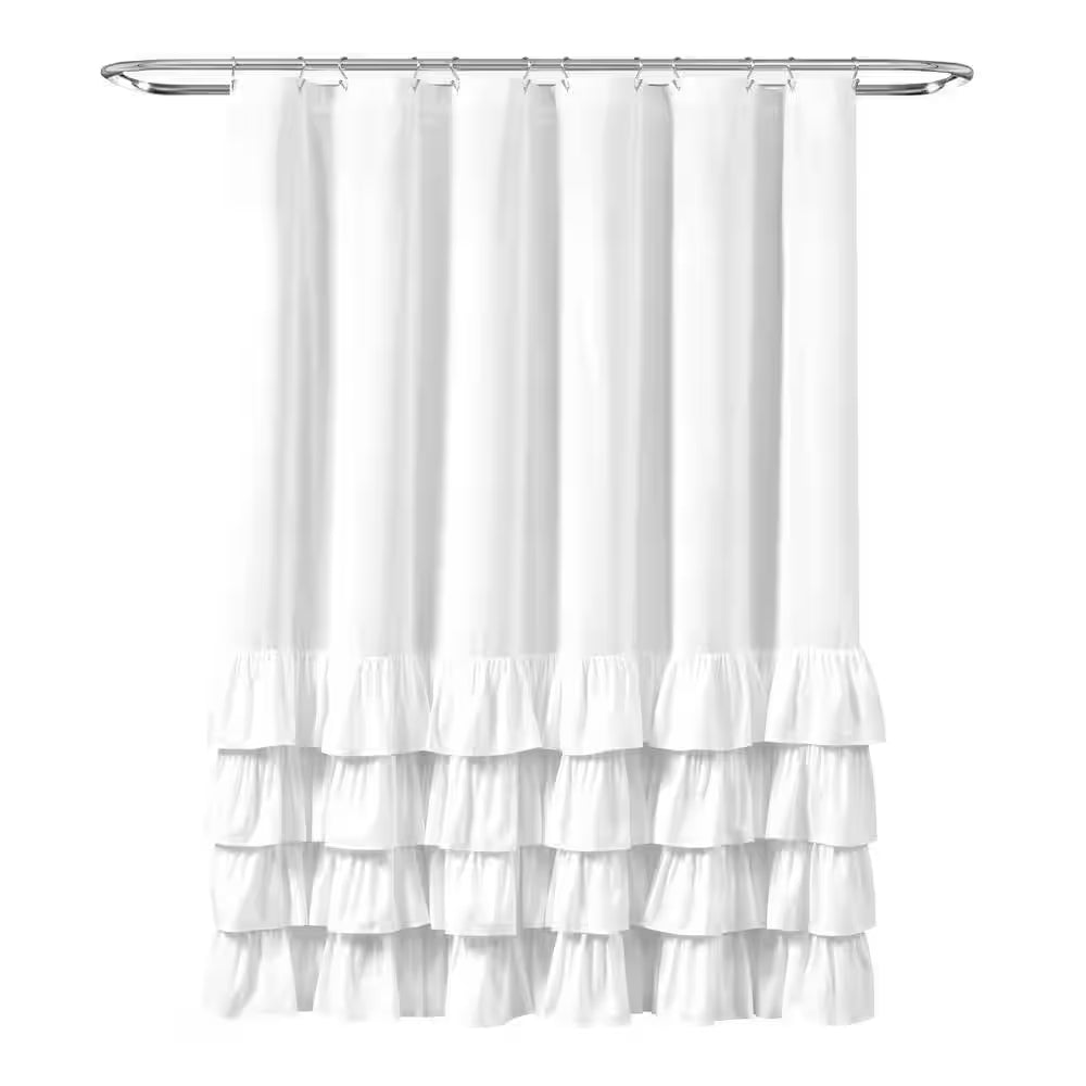 72 In. X 72 In. Allison Ruffle Shower Curtain White Single