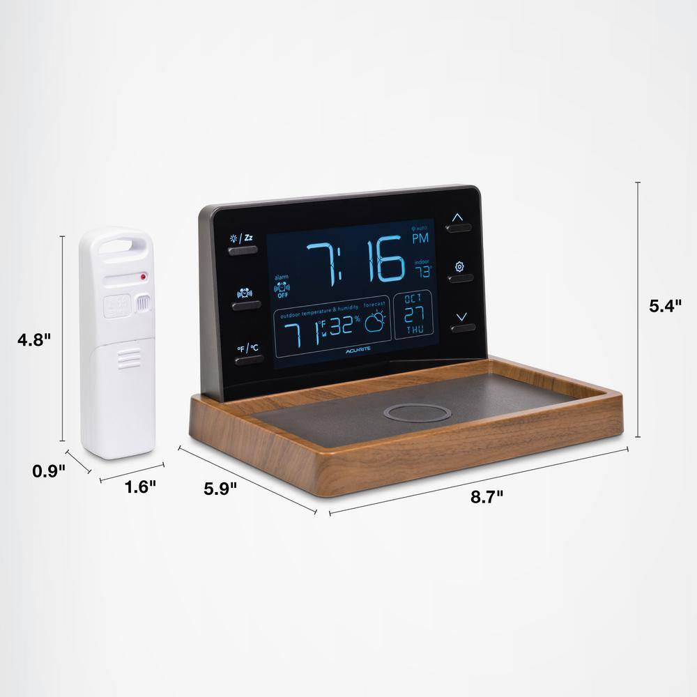 Weather Valet with Qi-Certified Wireless Charging Pad and Alarm Clock