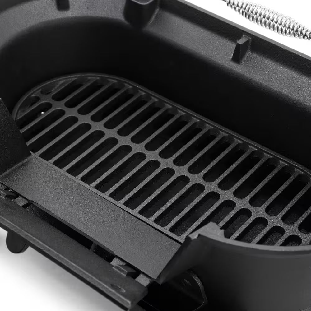 Oval Cast Iron Portable Hibachi Grill for Outdoor Use and Camping in Black