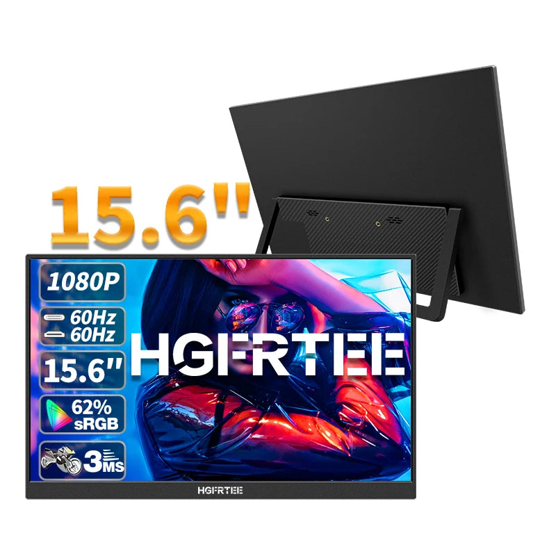 15.6 Inch Portable Monitor, FHD-IPS Laptop External Second Screen, Gaming Extended Display with Type-C HDMI