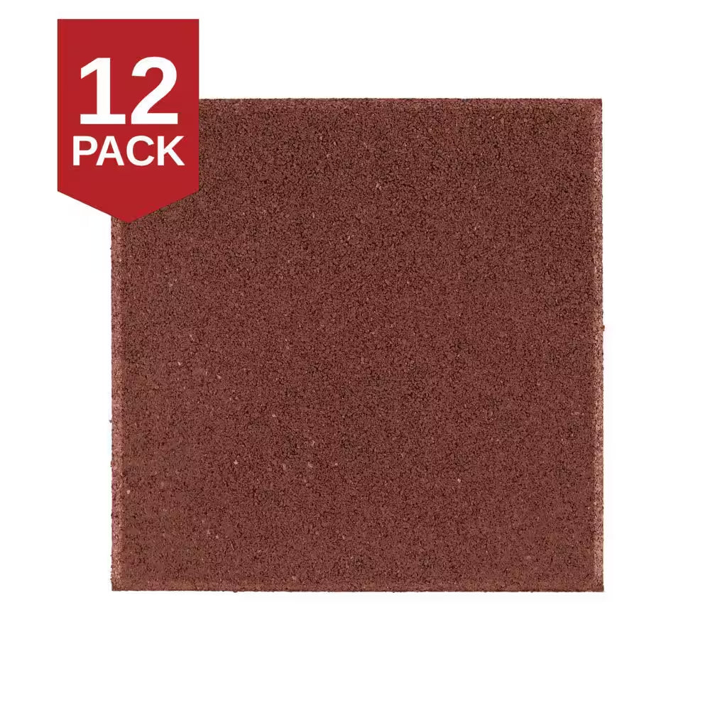 12 In. X 12 In. X 1/2 In. Red Square Rubber Paver (12-Pack)