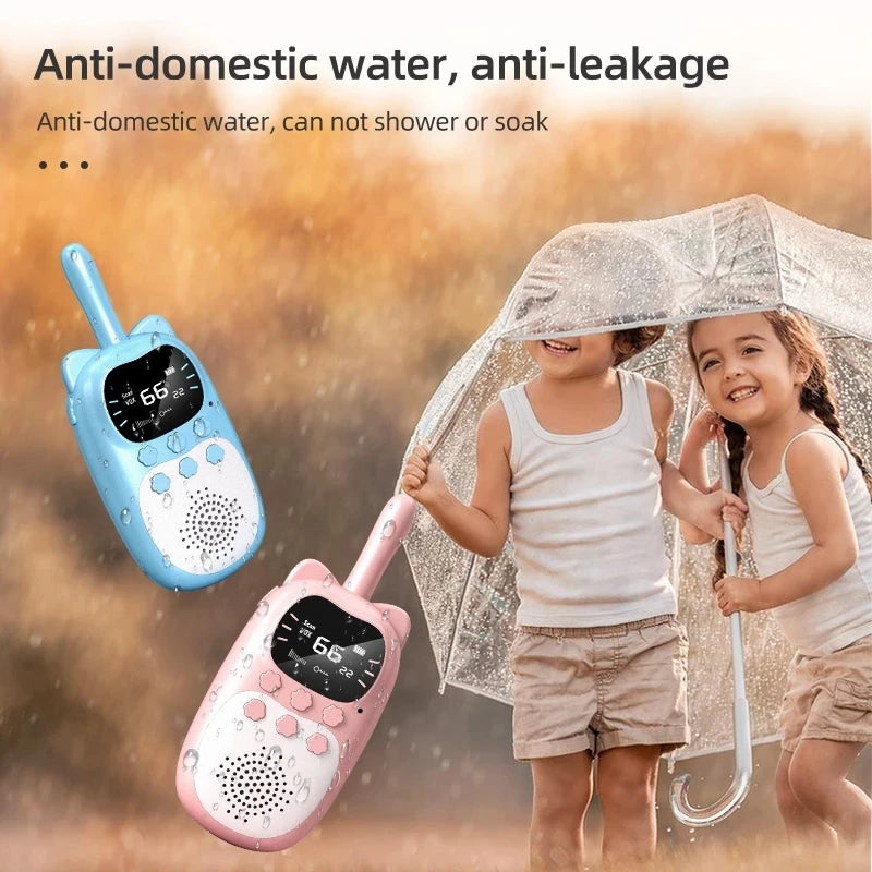 2Pcs Kids Walkie Talkie Rechargeable 1000Mah Handheld 0.5W 3Km Radio Transceiver Interphone for Children Toys Birthday Gifts